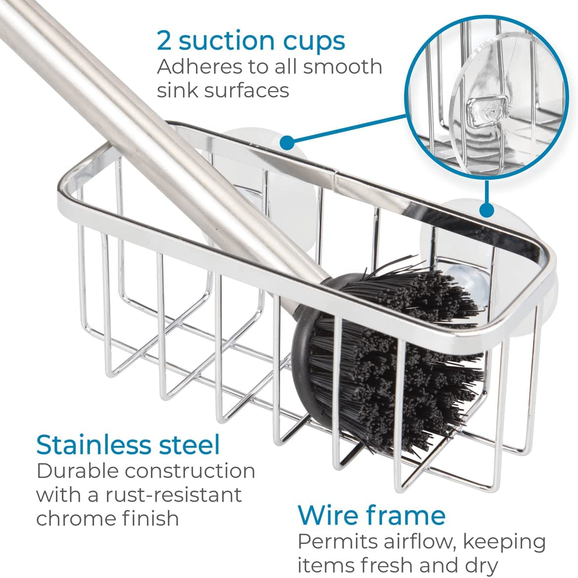 The holder mounted on tiles behind the sink