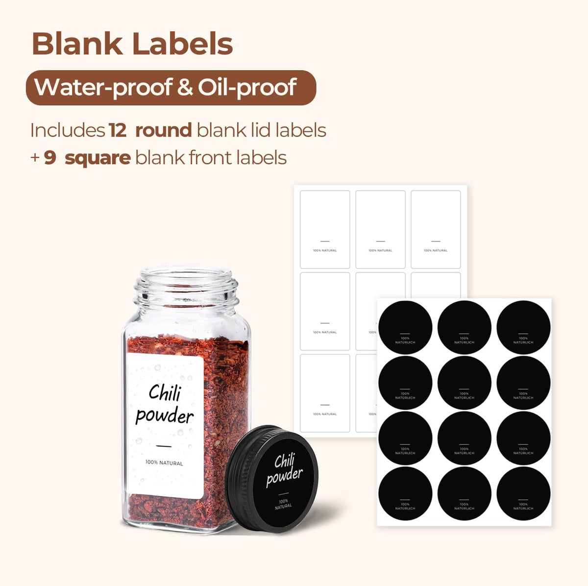 Glass Spice Jars with Shaker Lids, Set of 6 — view 2