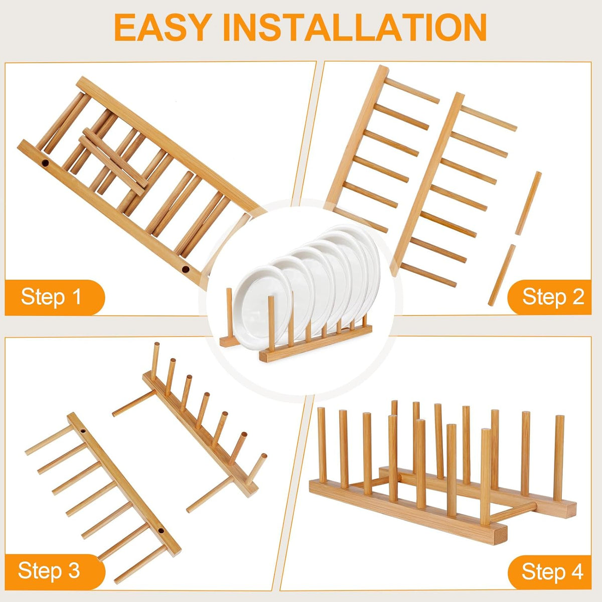 Bamboo Plate Rack, Pair — view 3