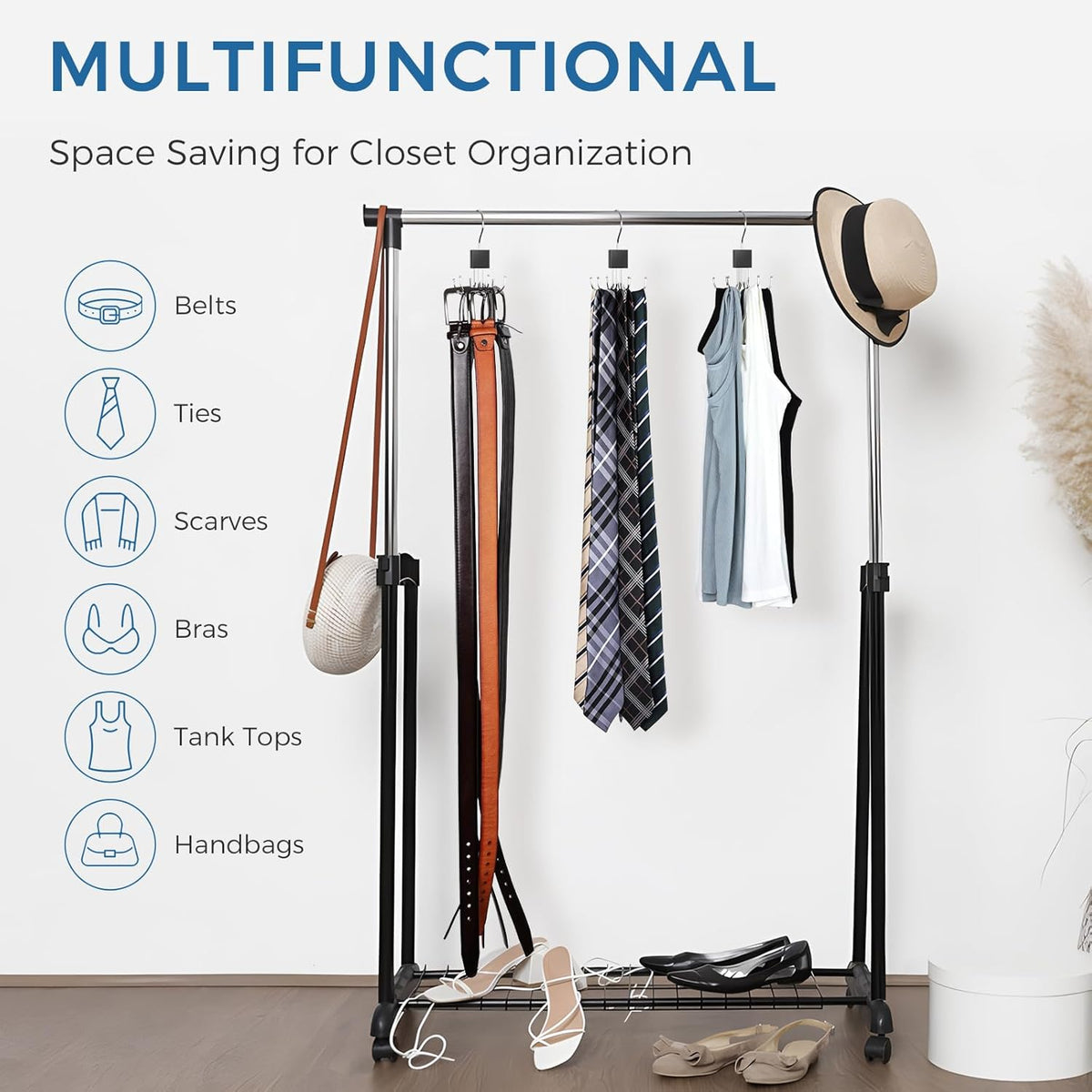 Scarves and ties hung on the same hanger