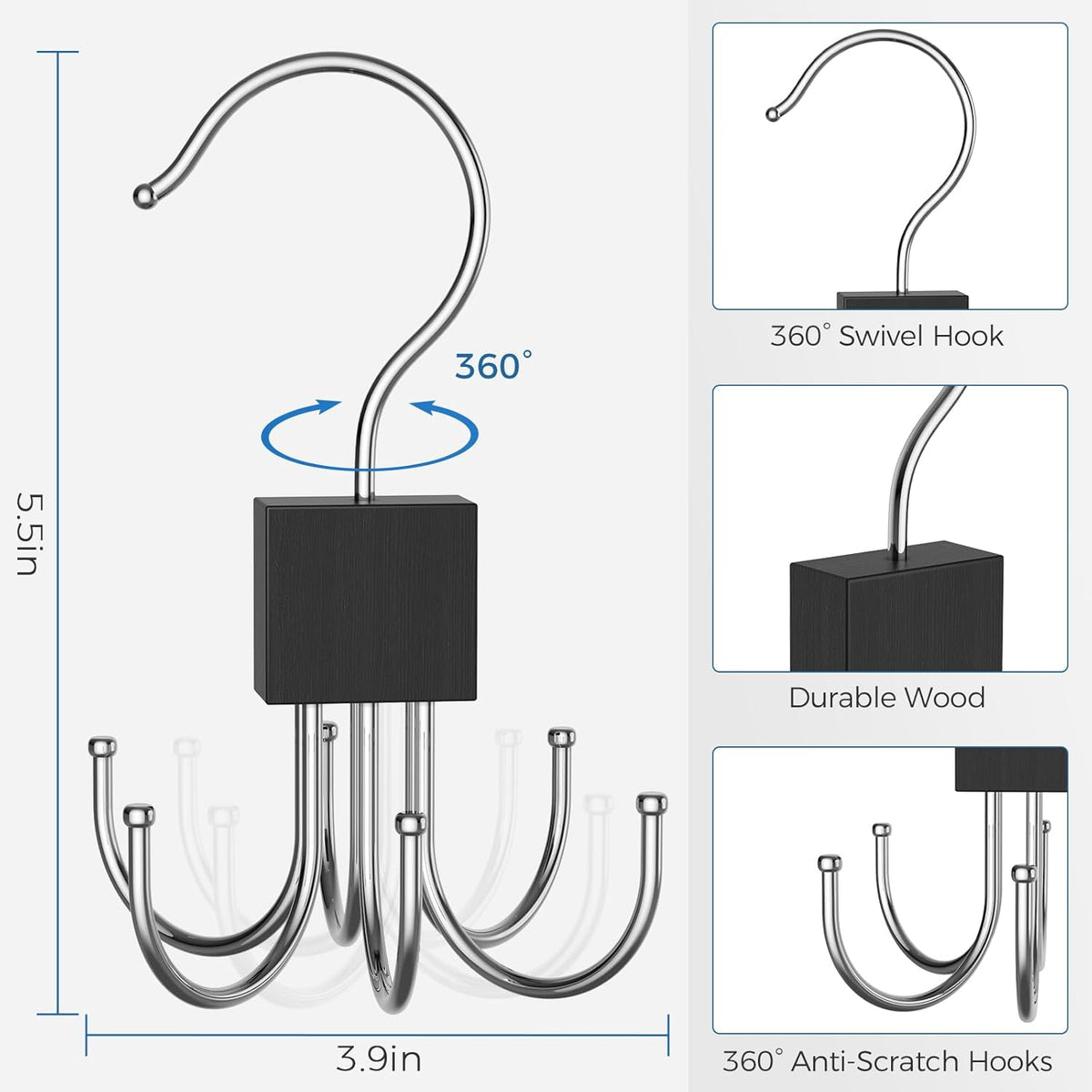 The hanger in a wardrobe beside hanging clothes